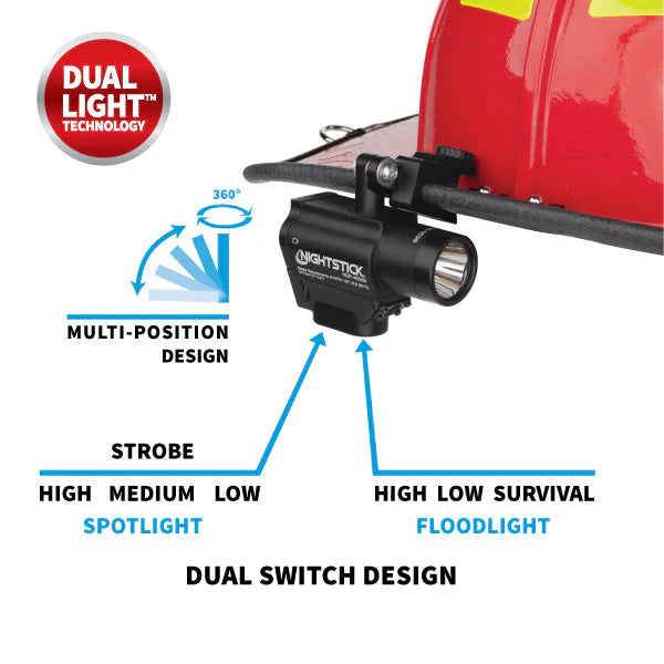 Helmet Mounted Multi-Function LED Dual-Light Flashlight, NightStick